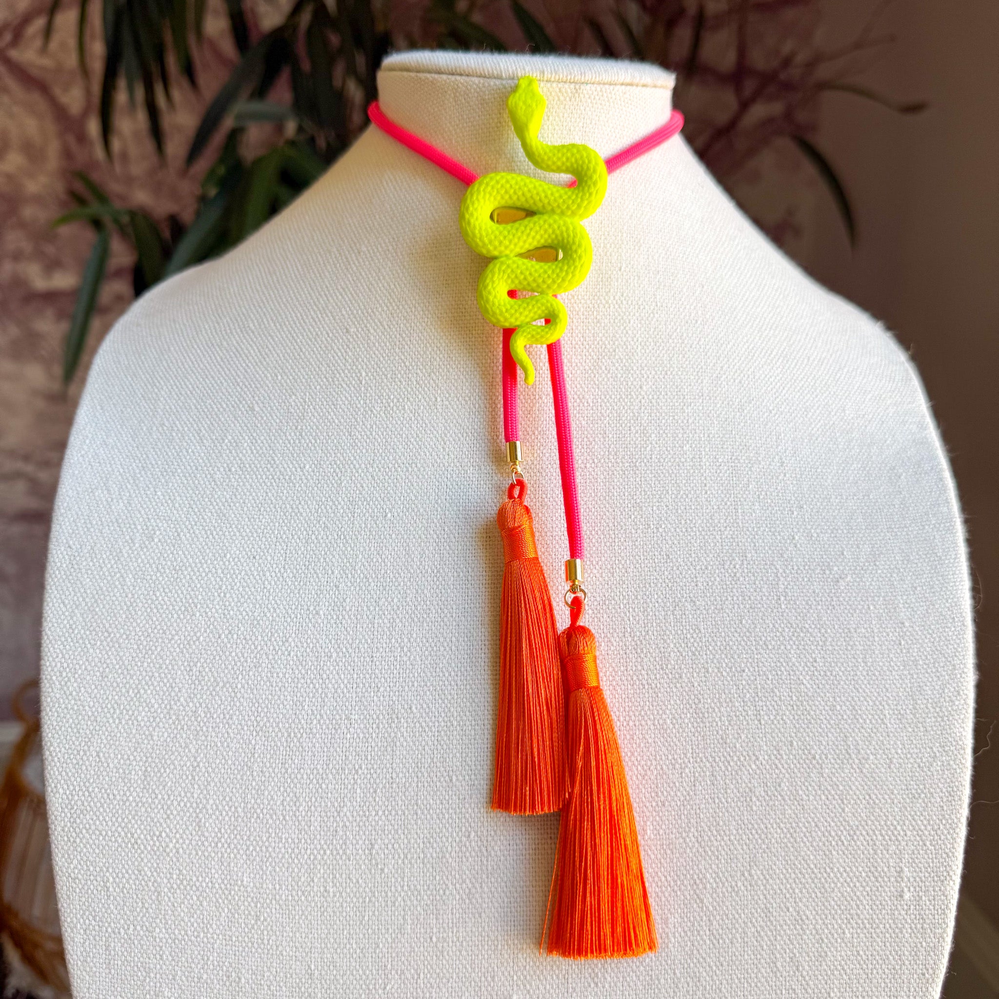 Snake Bolo Lime Green with Neon Pink & Orange