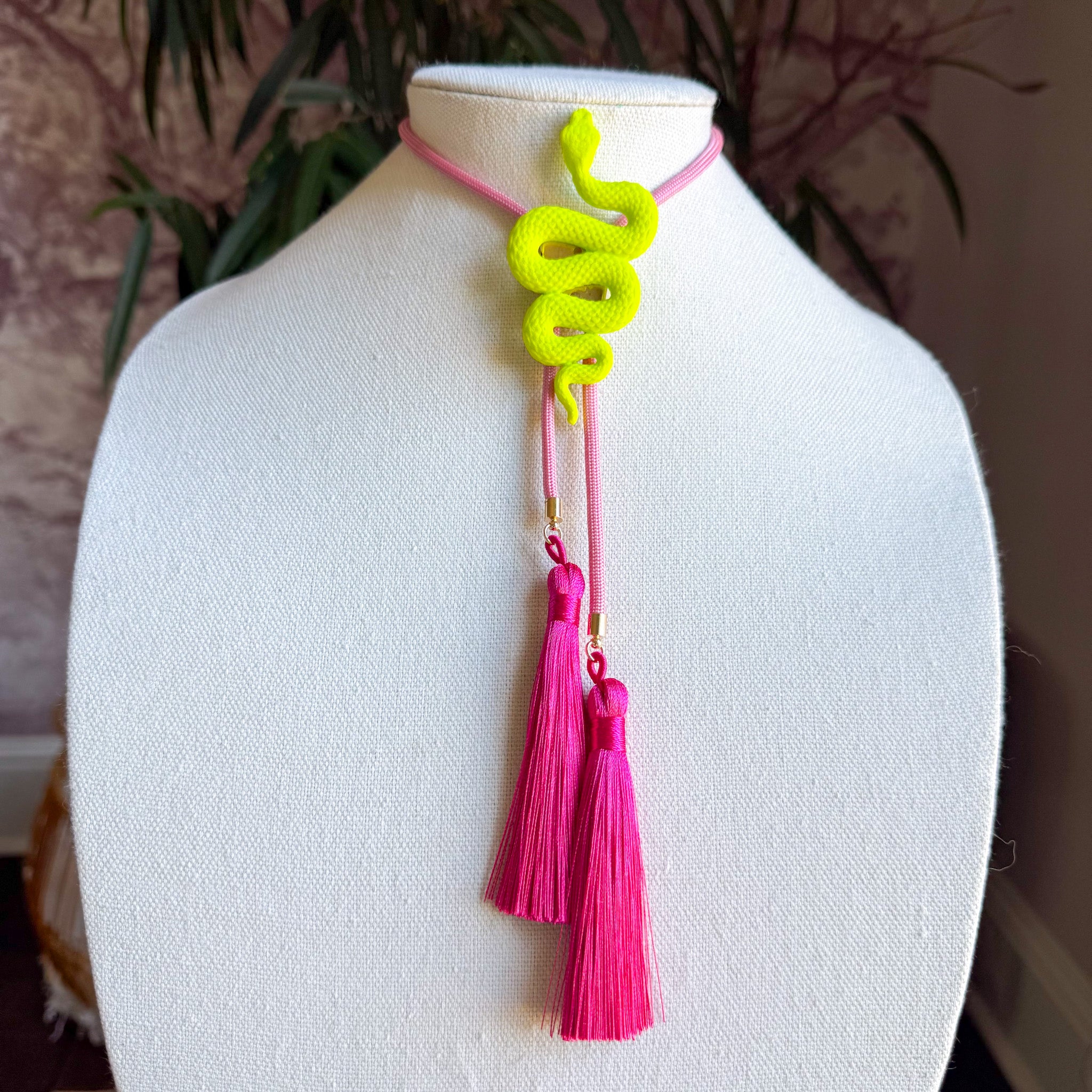 Snake Bolo Lime Green with Bubblegum Pink & Fuchsia