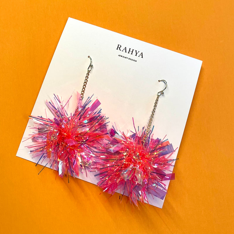 Pink 2025 pom earrings
