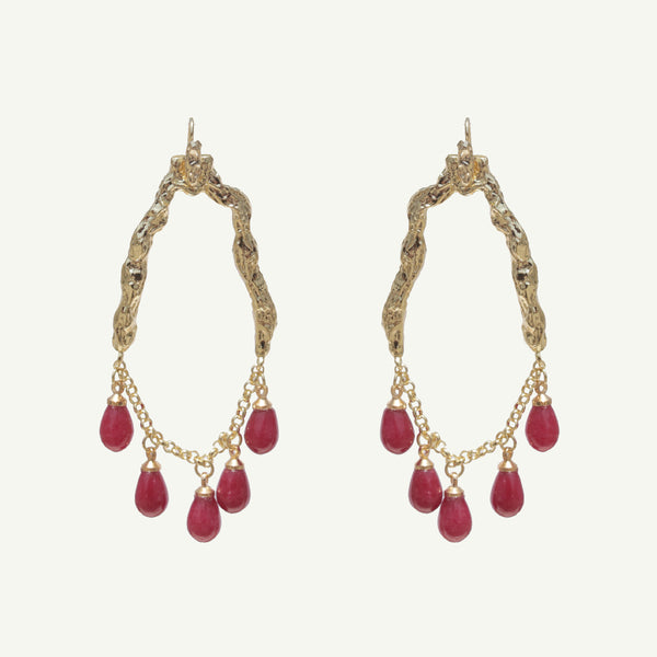 Selene Red Jade Earrings Large