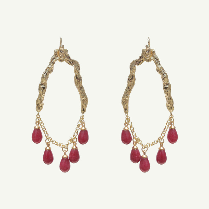 Selene Red Jade Earrings Large