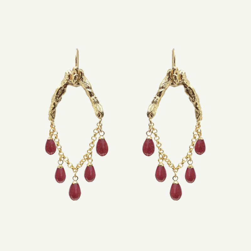 Selene Red Jade Earrings Small