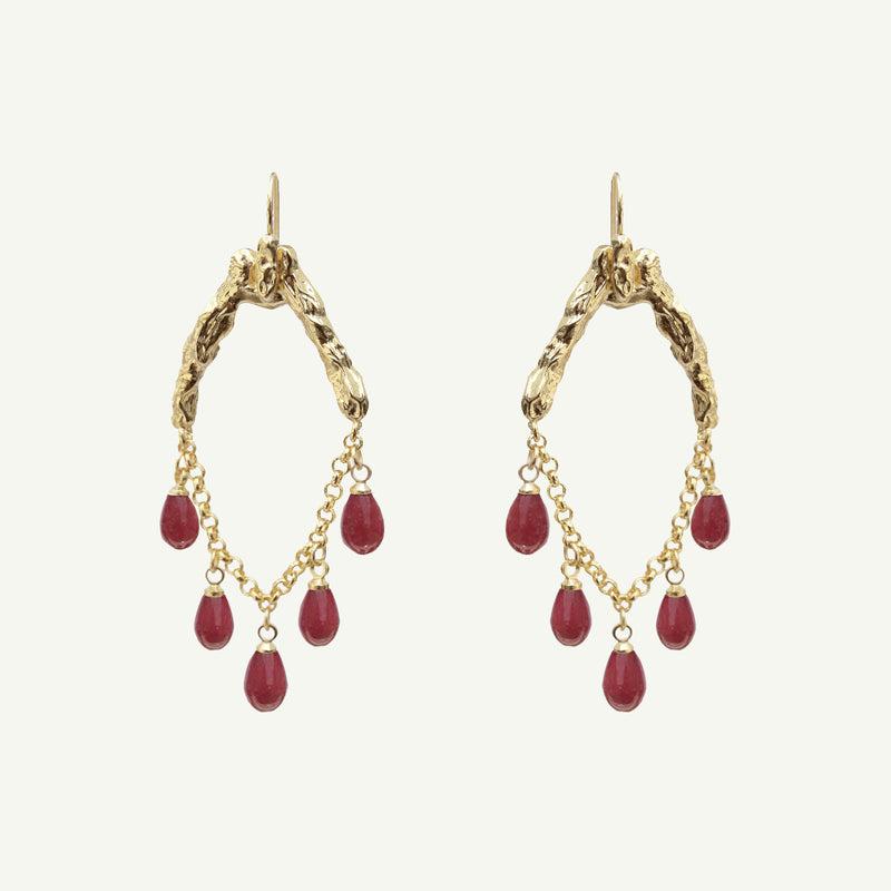 Selene Red Jade Earrings Small