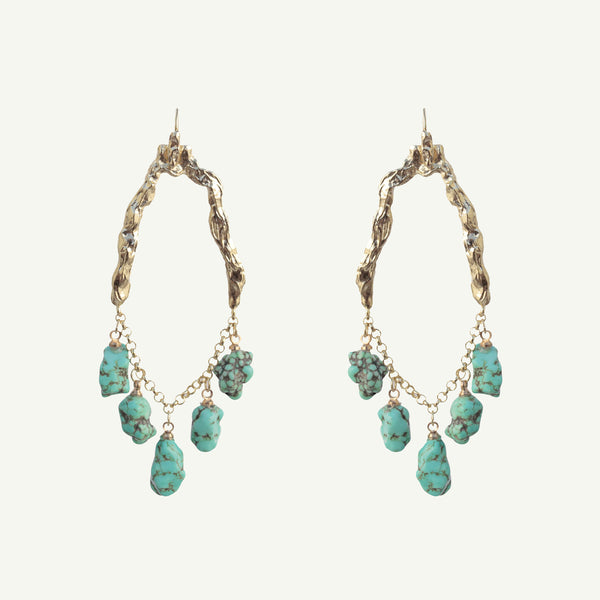 Selene Turquoise Earrings Large in Gold