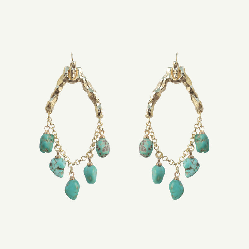 Ippolita Rock Candy Tiny Turquoise Yellow Gold Teardrop Earrings