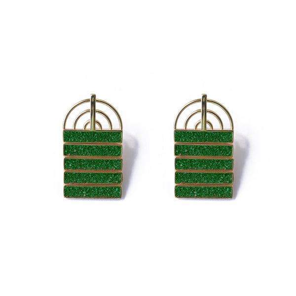Arcus Window Earrings Green Jade - SAMPLE SALE