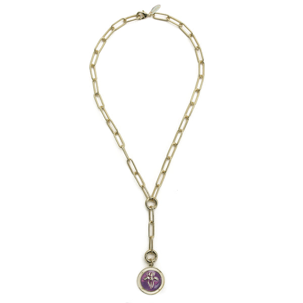 Iris Carondelet Necklace with Enameled Flower Pendant
