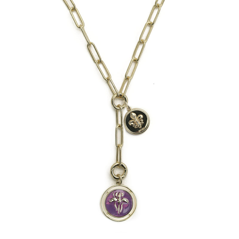 Iris Carondelet Necklace with Enameled Flower & Mini St. Charles Pendants