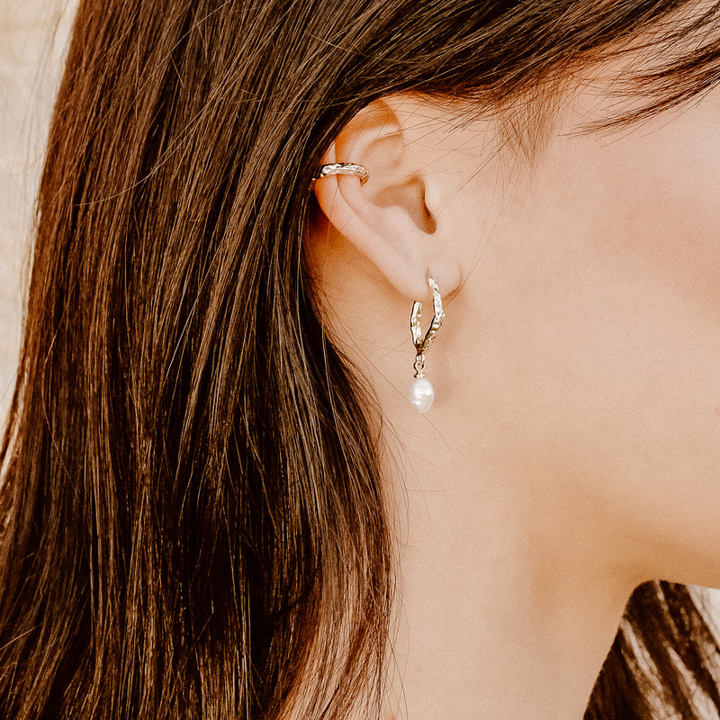 Asha Pearl Hoop Earrings Rahya Jewelry Design