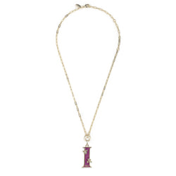 Iris Short Claiborne Necklace with Floral Letter "I" Pendant