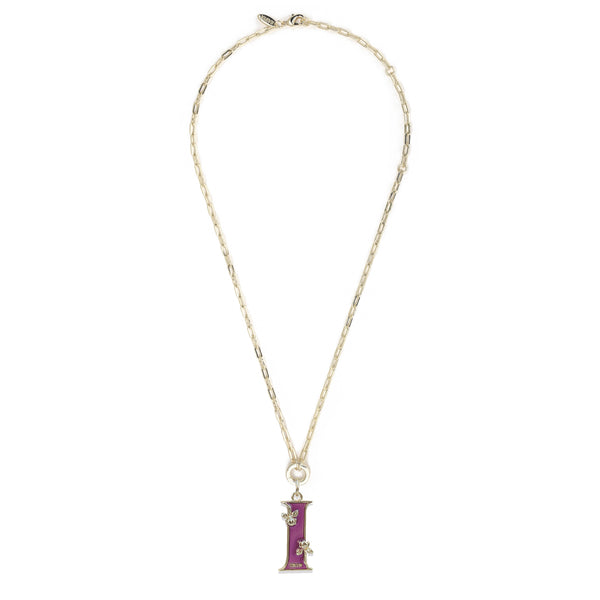 Iris Short Claiborne Necklace with Floral Letter "I" Pendant