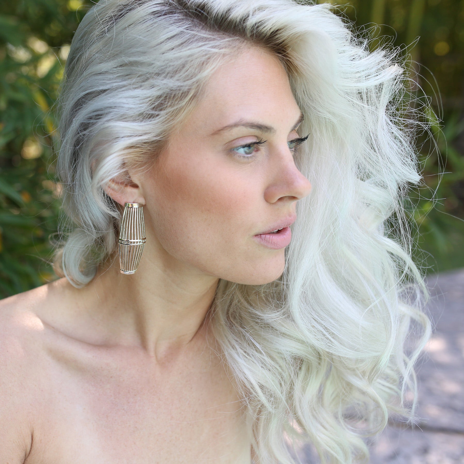 Ellie Woven Statement Earrings in Silver