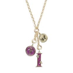 Iris Napoleon Necklace with Floral Letter, Mini Enameled Flower & Mini Butterfly