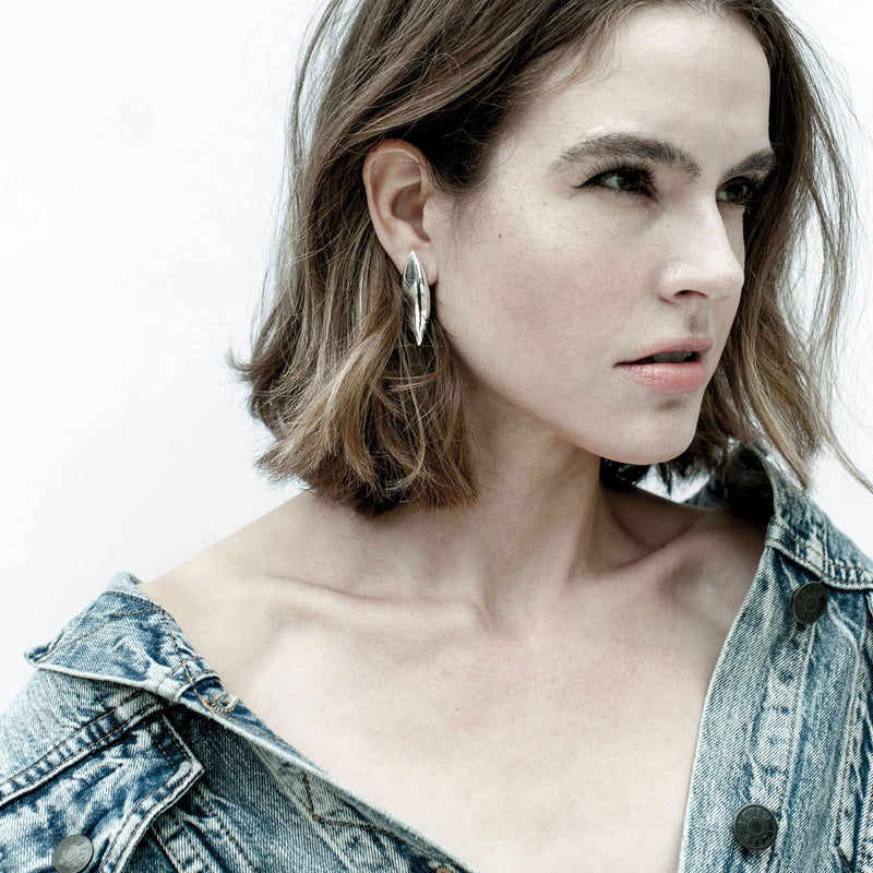 Sage Statement Earrings in Silver Rahya Jewelry Design