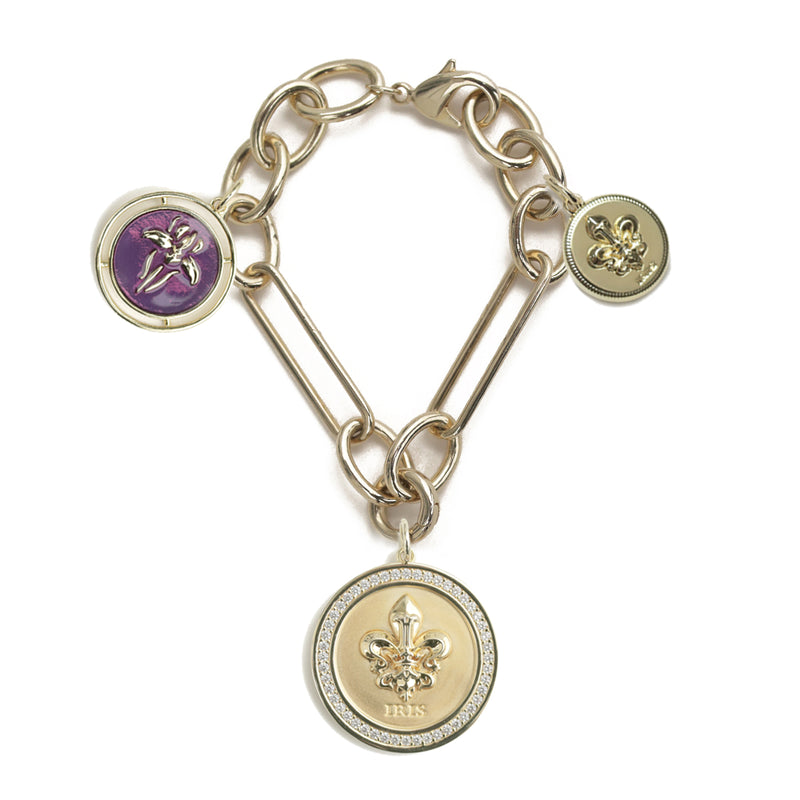 Iris St. Charles Bracelet with St. Charles, Enameled Flower & Mini St. Charles Pendants